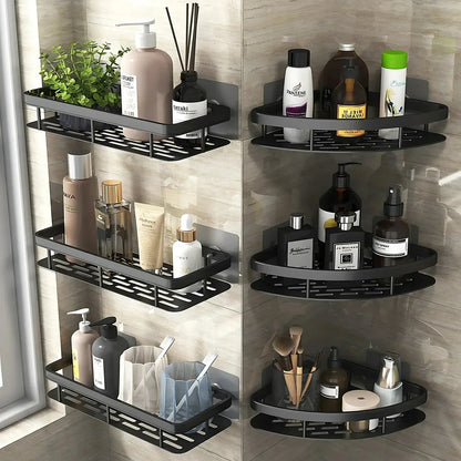 Aluminum Bathroom Shower Shelf No-Drill Shampoo Rack