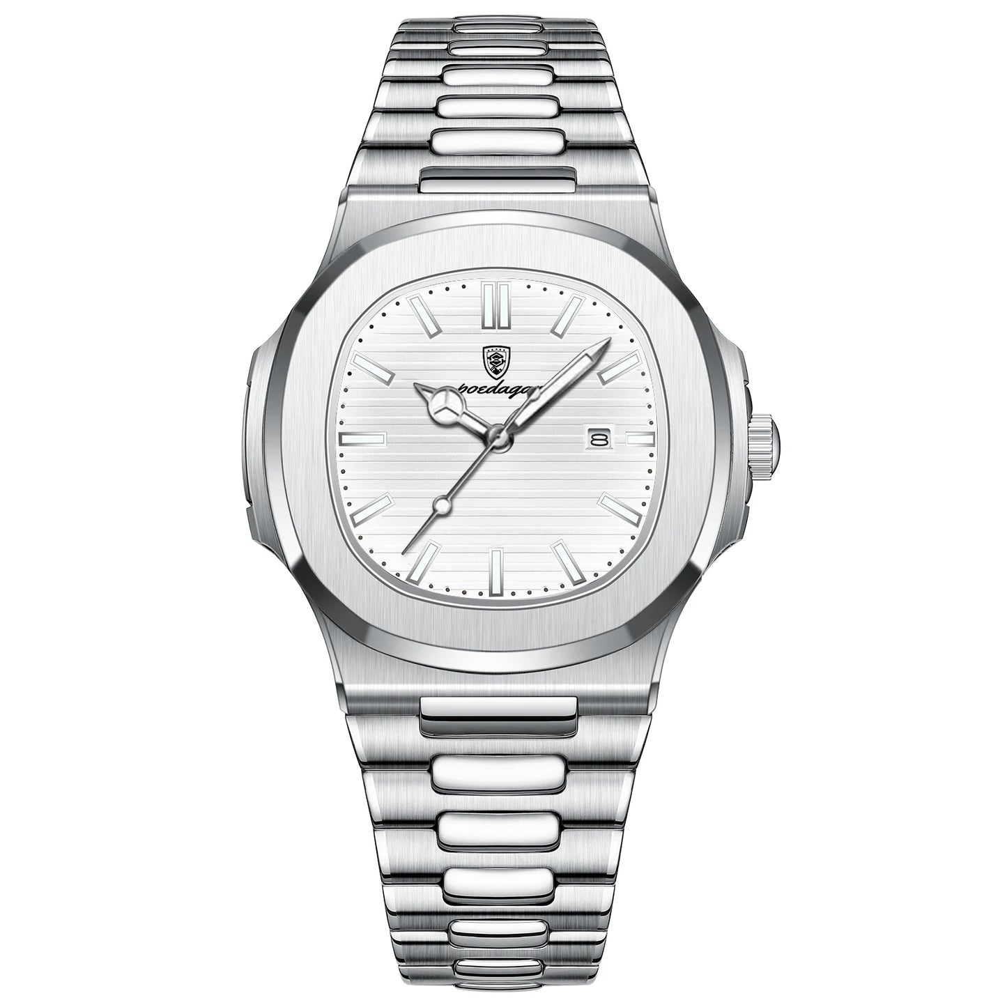 Men’s Square Stainless Steel Watch – Waterproof & Luminous