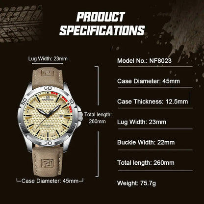 Men’s Quartz Sport Watch With PU Leather Strap