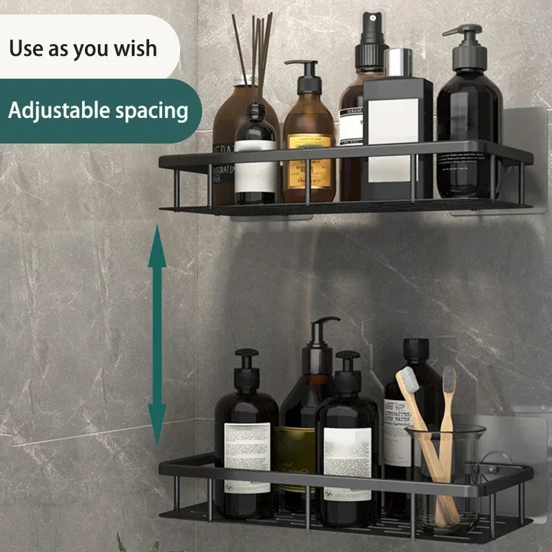 Aluminum Bathroom Shower Shelf No-Drill Shampoo Rack