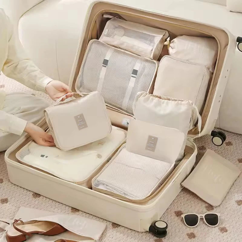 Travel Packing Cubes Set Luggage Organizers Foldable Bags