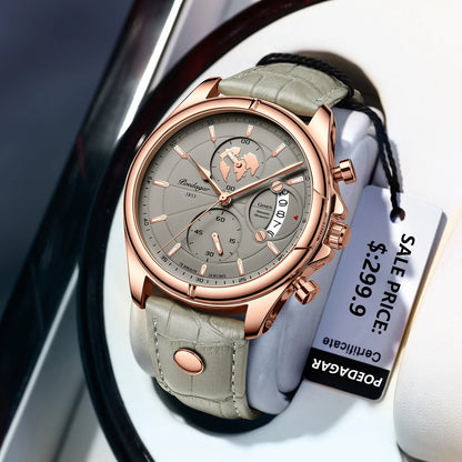 Men's Chronograph Leather Watch With Date Display