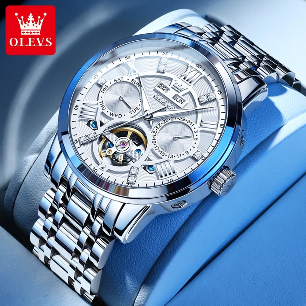 Men’s Skeleton Automatic Watch Perpetual Calendar