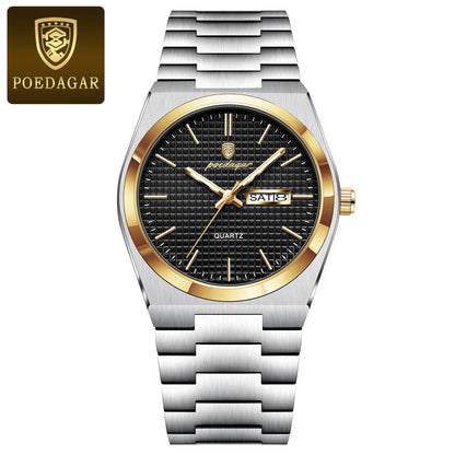 Men’s Stainless Steel Quartz Watch – Luminous, 3Bar