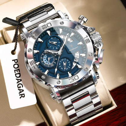 Men’s Stainless Steel Chronograph Watch With Calendar