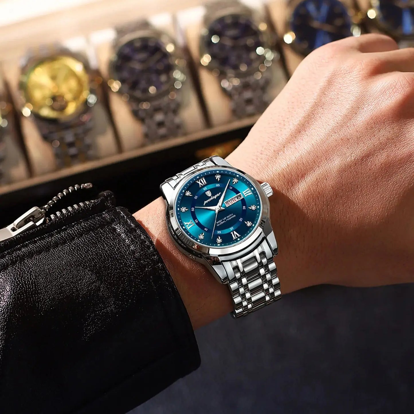 Men's Stainless Steel Quartz Watch – Luminous, Waterproof