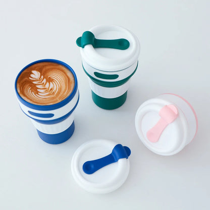 Collapsible Silicone Travel Mug 350 ml with Leakproof Lid