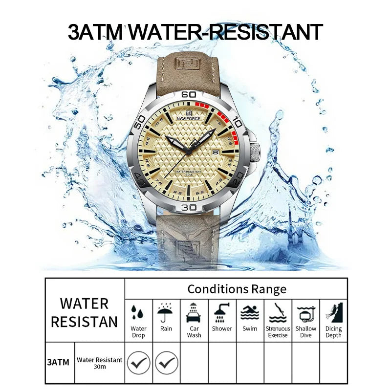 Men’s Quartz Sport Watch With PU Leather Strap