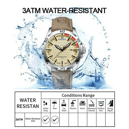 Men’s Quartz Sport Watch With PU Leather Strap