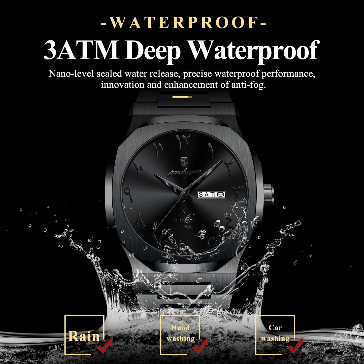 Men's Military Quartz Watch Stainless Steel Waterproof