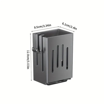Wall-Mounted Cutlery Holder – Drain Tray & Hook Storage