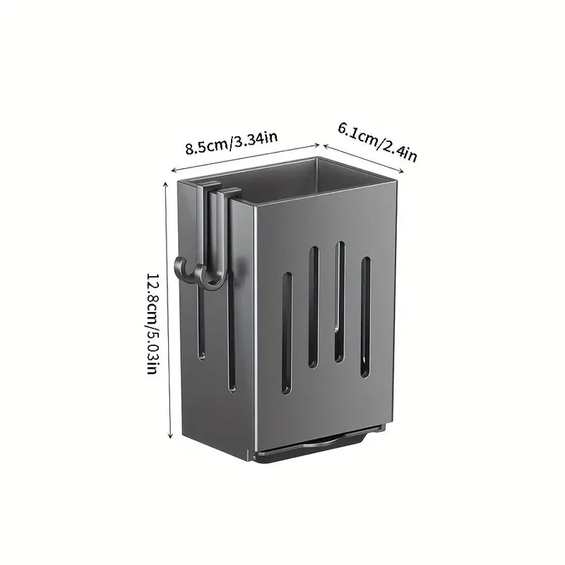 Wall-Mounted Cutlery Holder – Drain Tray & Hook Storage