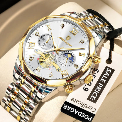 Men's Stainless Steel Chronograph Watch With Luminous Dial