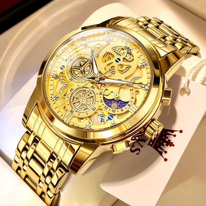 Men's Skeleton Quartz Watch – Waterproof, Luminous Dial