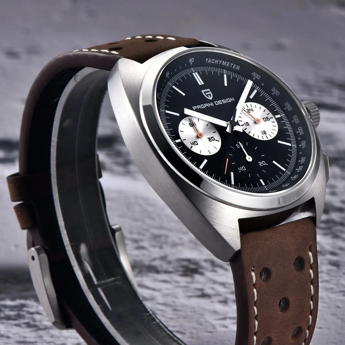 Men's Retro Panda Dial Chronograph Watch Quartz Steel