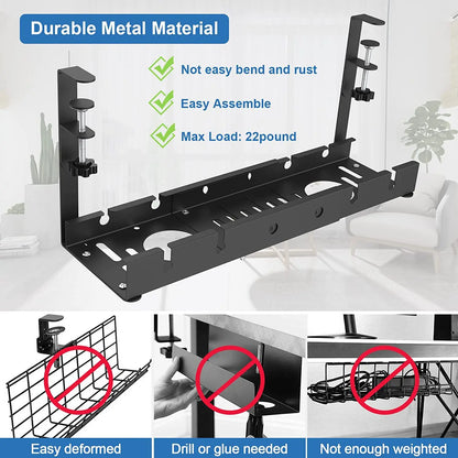 Metal Under Desk Cable Management Tray Storage Rack