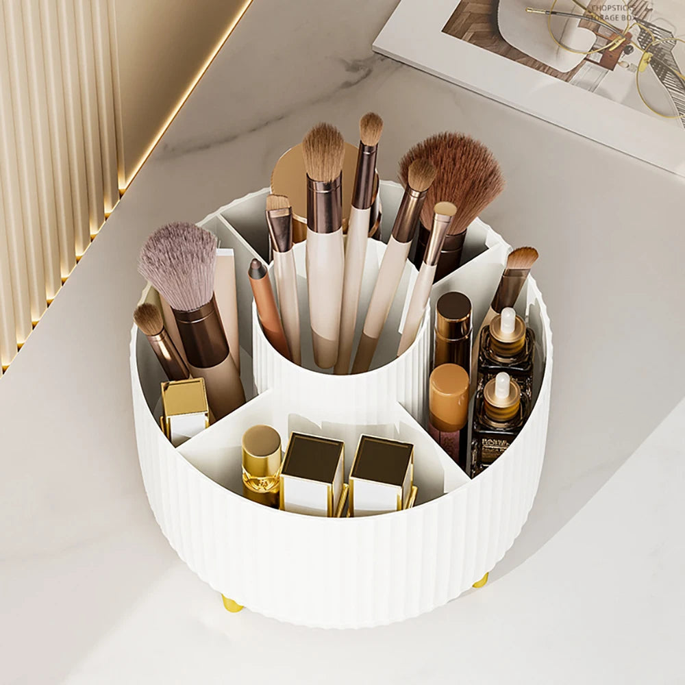 360° Rotating Makeup Organizer Box With Multi Compartments