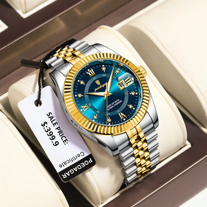 Men's Stainless Steel Quartz Watch – Luminous, 3Bar