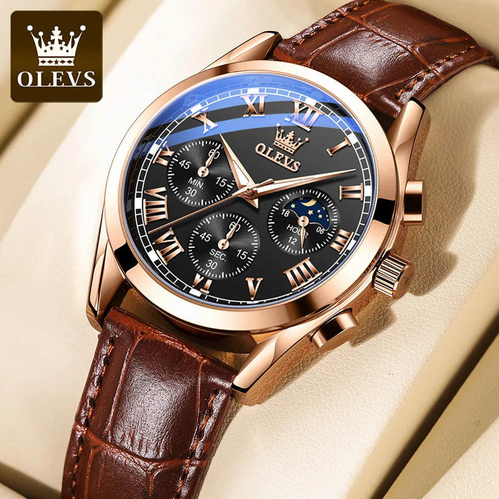Men’s Quartz Chronograph Watch With Moon Phase Display