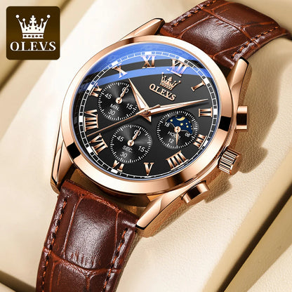 Men’s Quartz Chronograph Watch With Moon Phase Display