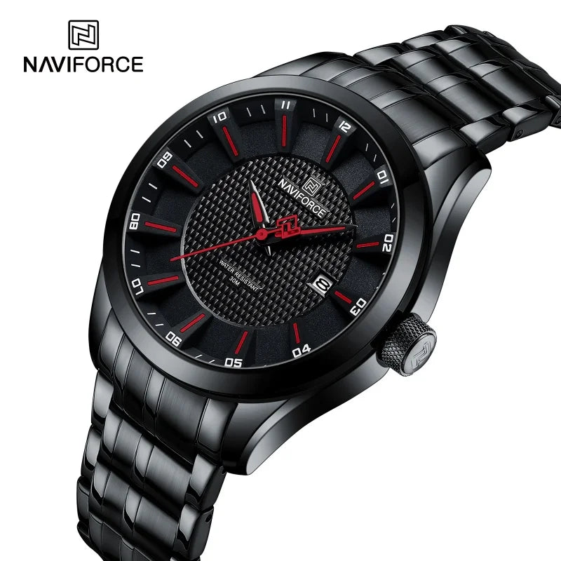 Men's Waterproof Quartz Watch With Stainless Steel Band