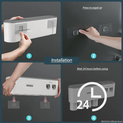 Magnetic Wall Toothbrush Holder With Toothpaste Dispenser