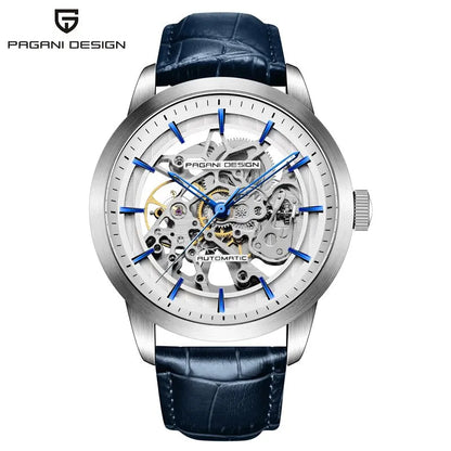 Men’s Skeleton Automatic Watch With Leather Strap
