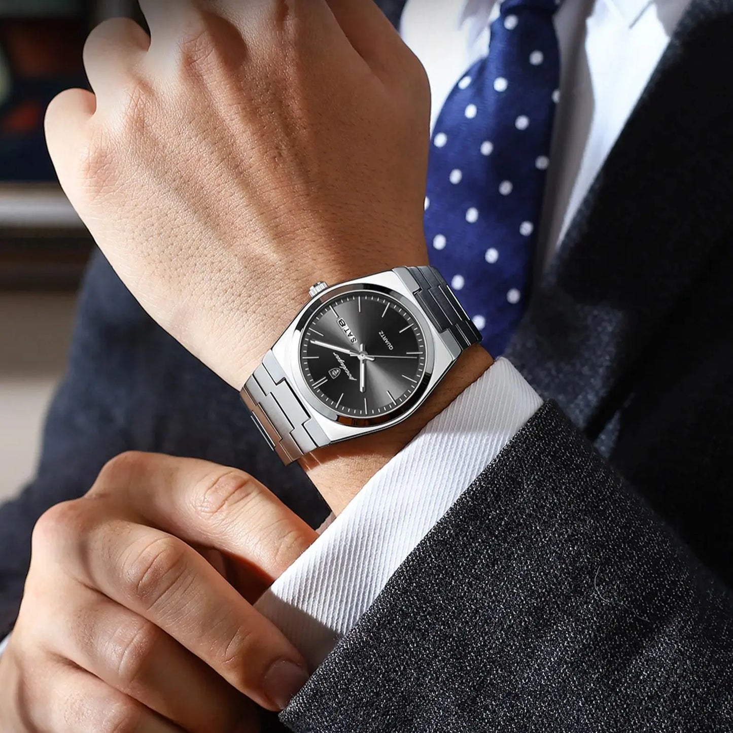 Men's Stainless Steel Quartz Watch With Date & Week