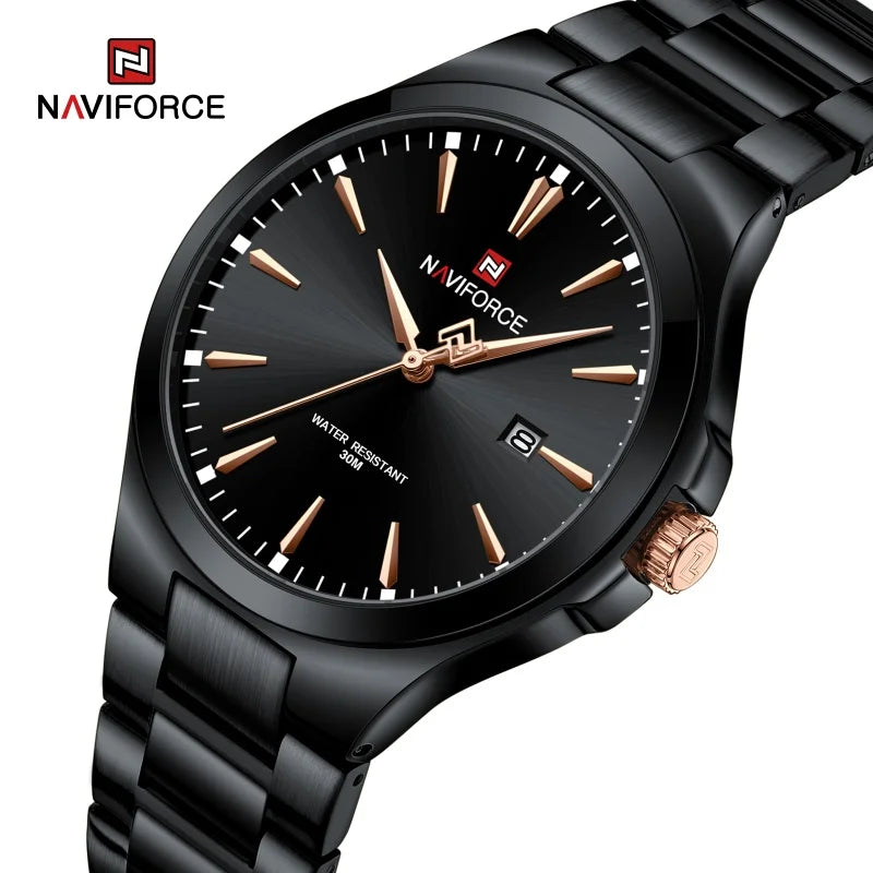 Men's Stainless Steel Quartz Watch With Date Display