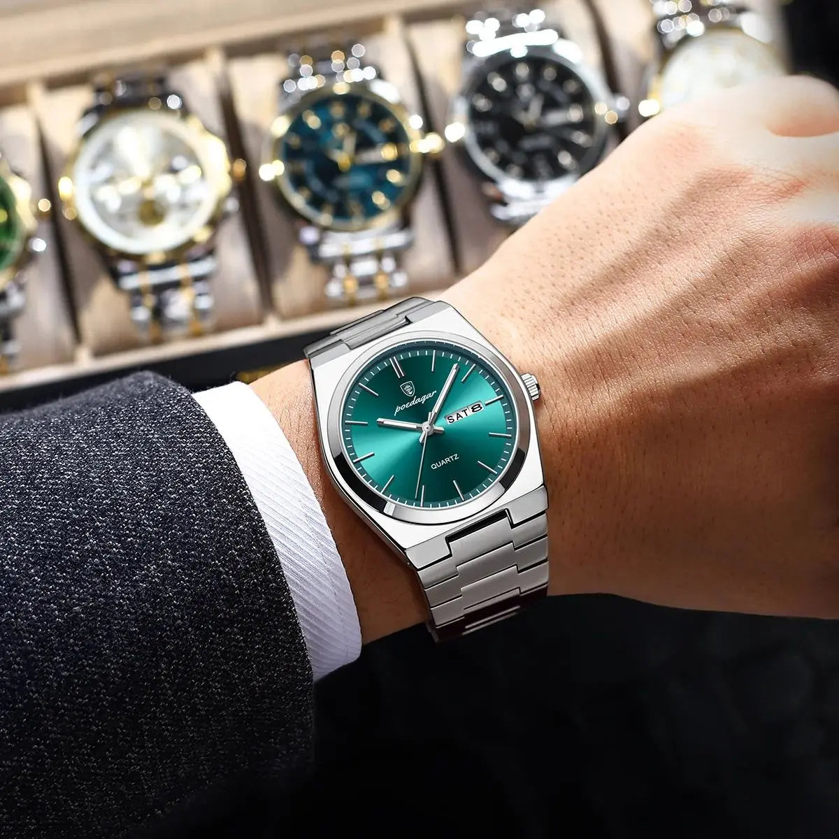 Men’s Stainless Steel Quartz Watch – Waterproof & Luminous
