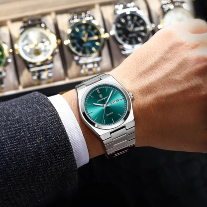 Men’s Stainless Steel Quartz Watch – Waterproof & Luminous