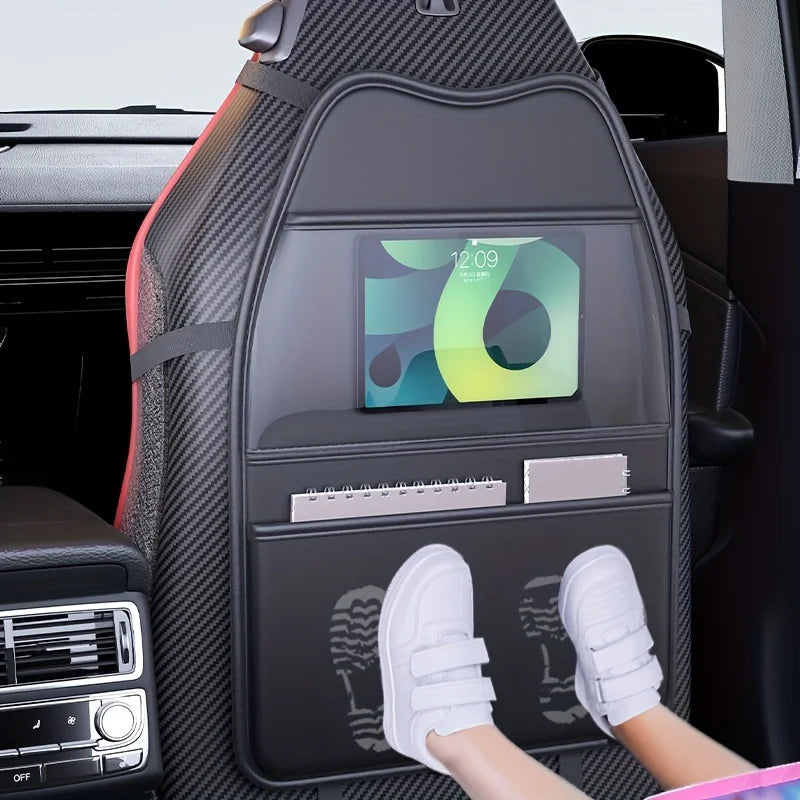 Car Seat Back Protector With Storage Pockets & Tablet Holder