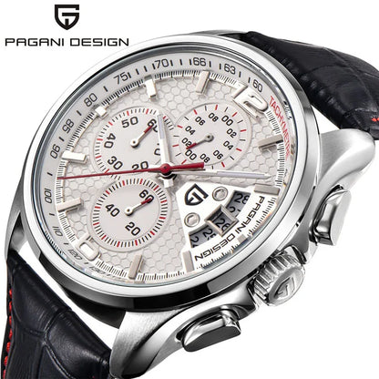 Men’s Quartz Chronograph Watch With Leather Band
