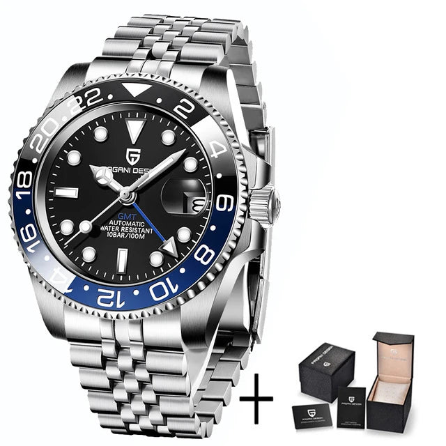 Men's Mechanical GMT Watch Sapphire Crystal 100m