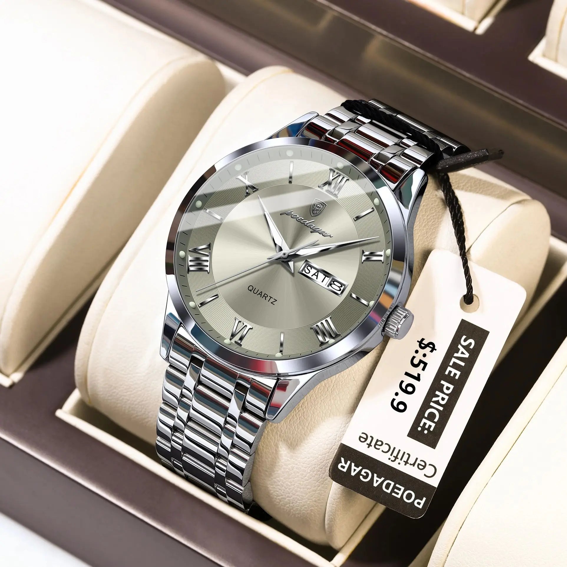 Men’s Stainless Steel Quartz Watch With Date Display