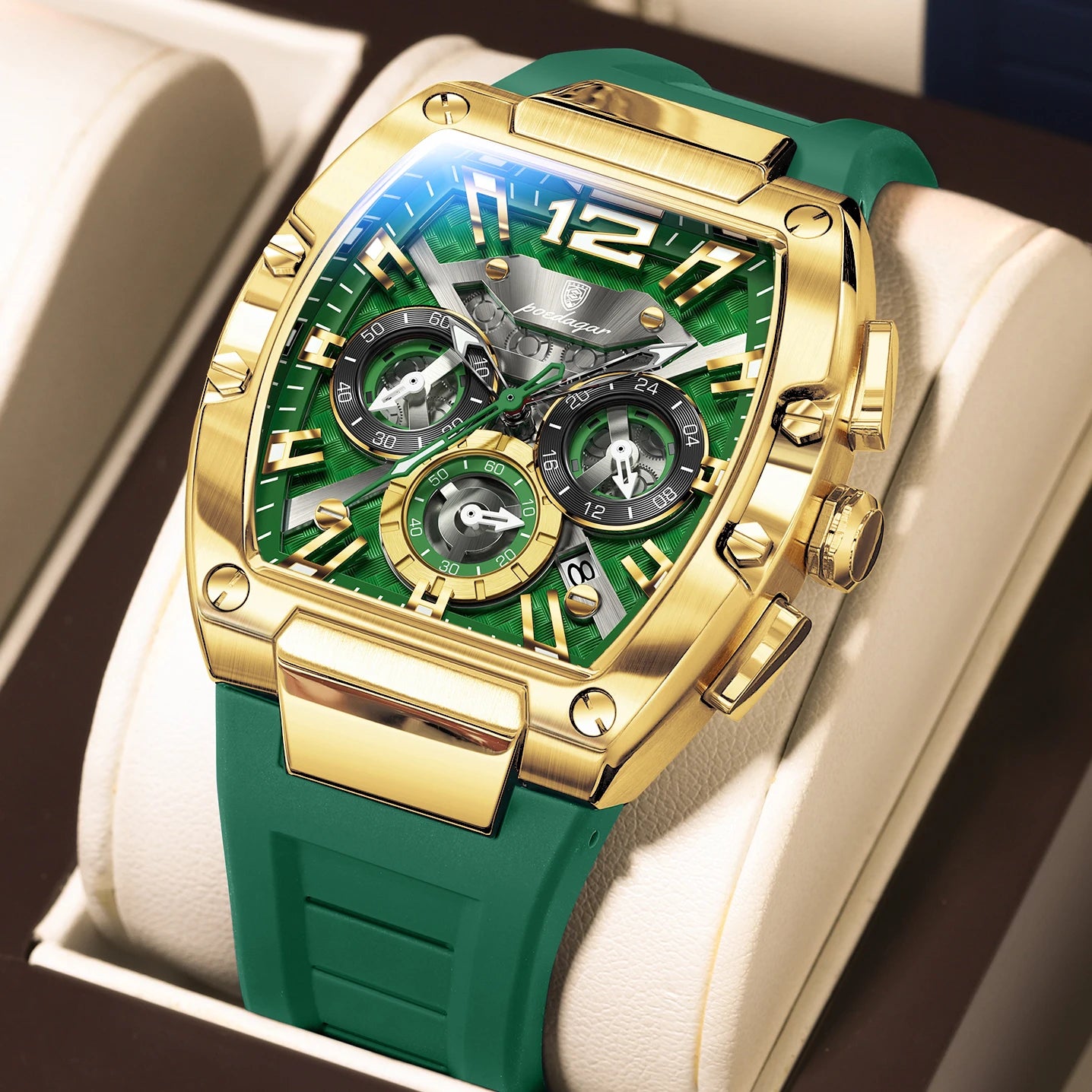 Men's Chronograph Quartz Watch With Silicone Strap