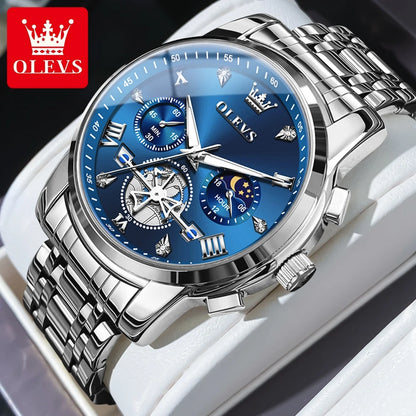 Men's Moon Phase Chronograph Watch Quartz Waterproof