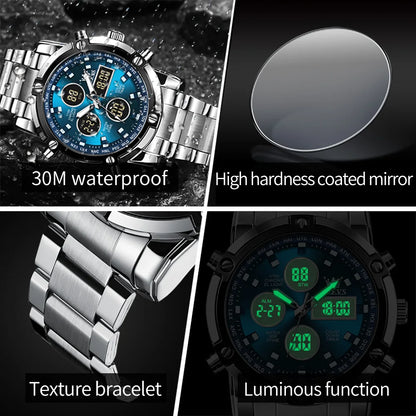 Men's Analog-Digital Watch Waterproof With Alarm