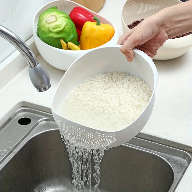Plastic Rice Washing Colander Basket for Grains and Produce