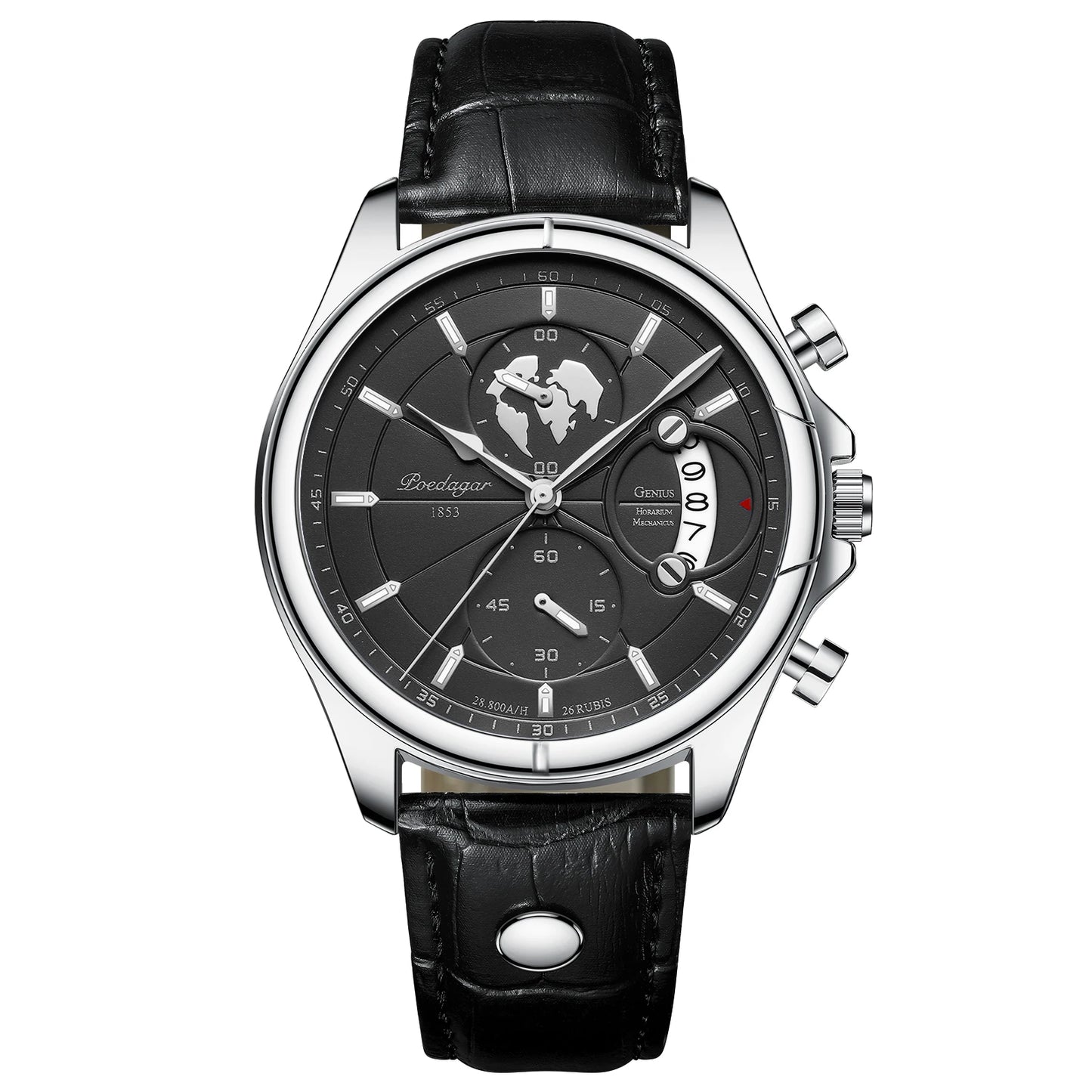 Men's Chronograph Leather Watch With Date Display