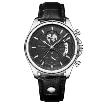 Men's Chronograph Leather Watch With Date Display