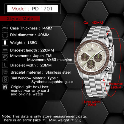 Men’s Vintage Quartz Chronograph Watch With Sapphire