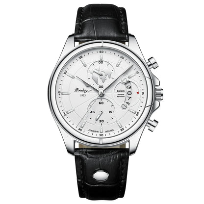 Men's Chronograph Leather Watch With Date Display