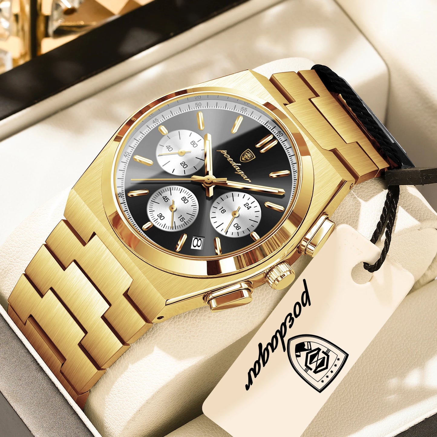 Men's Stainless Steel Chronograph Watch – Luminous, 3ATM