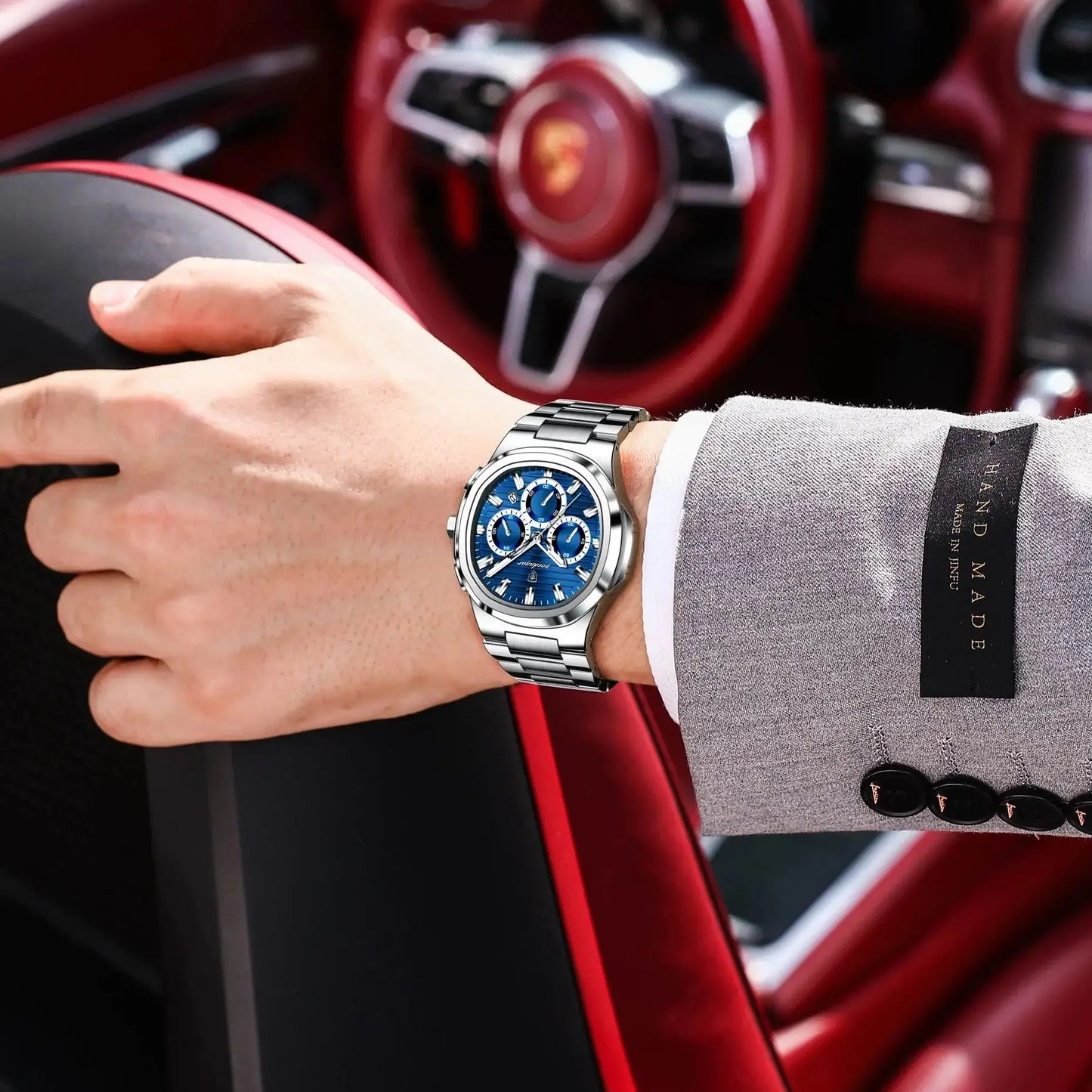 Men’s Stainless Steel Chronograph Watch With Date