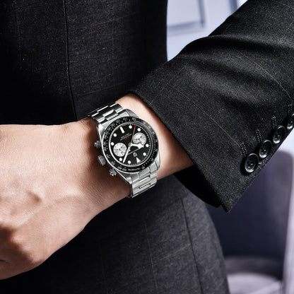 Men’s Panda Dial Quartz Chronograph Watch Sapphire
