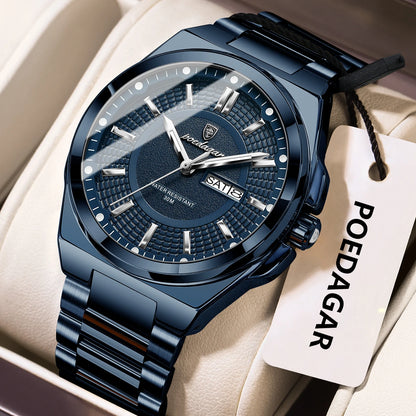 Men’s Stainless Steel Quartz Watch – Luminous & 3Bar