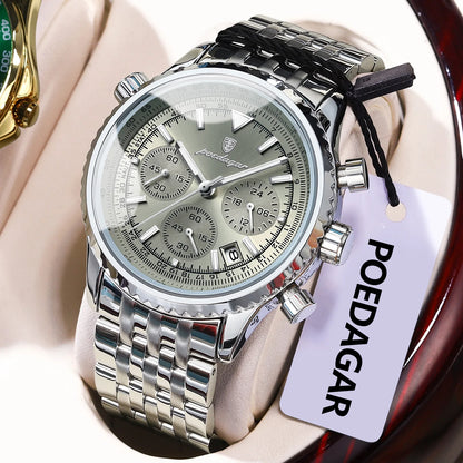 Men's Stainless Steel Chronograph Watch With Date