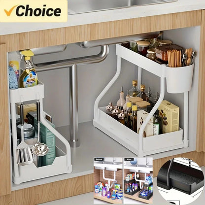 2-Tier Under Sink Organizer With Pull-Out Drawers
