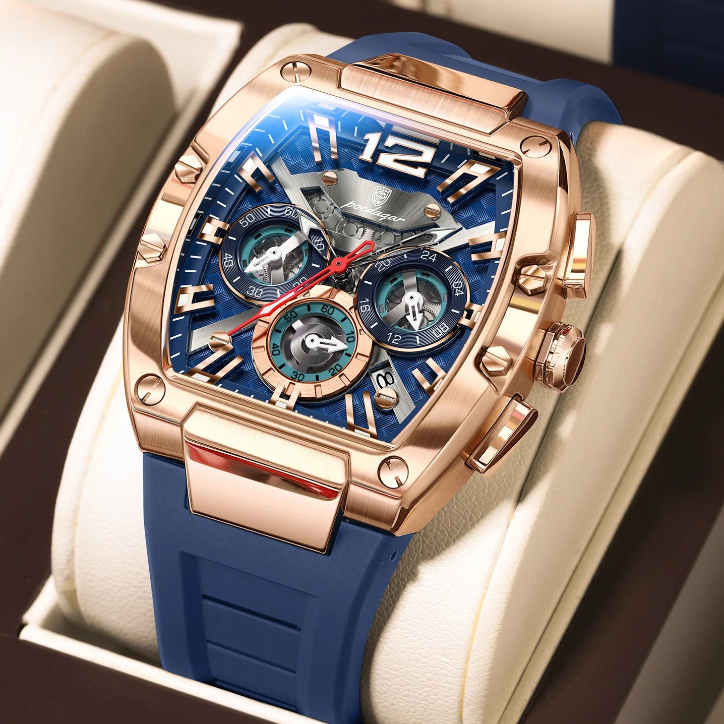 Men's Chronograph Quartz Watch With Silicone Strap